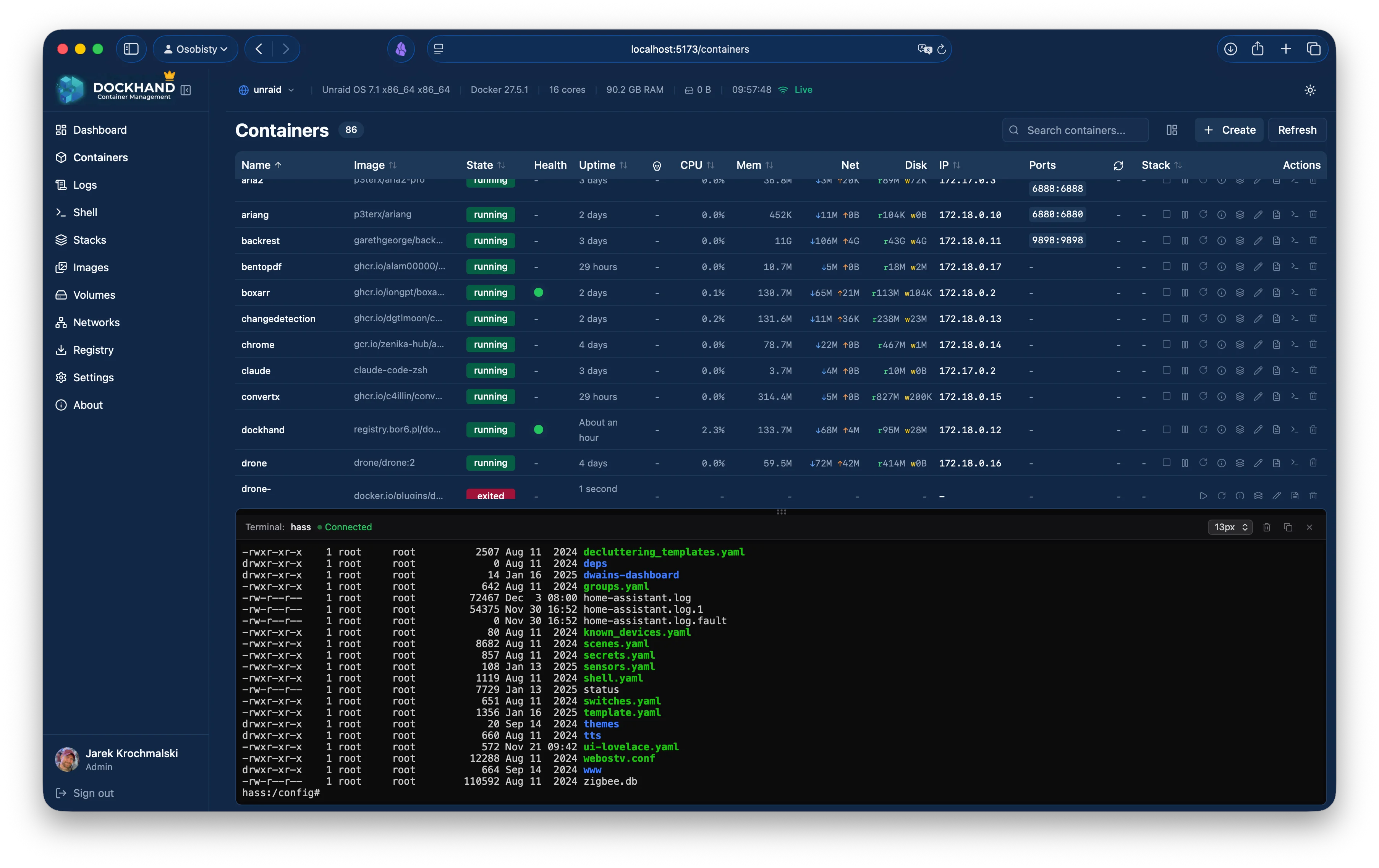 Container list dark theme