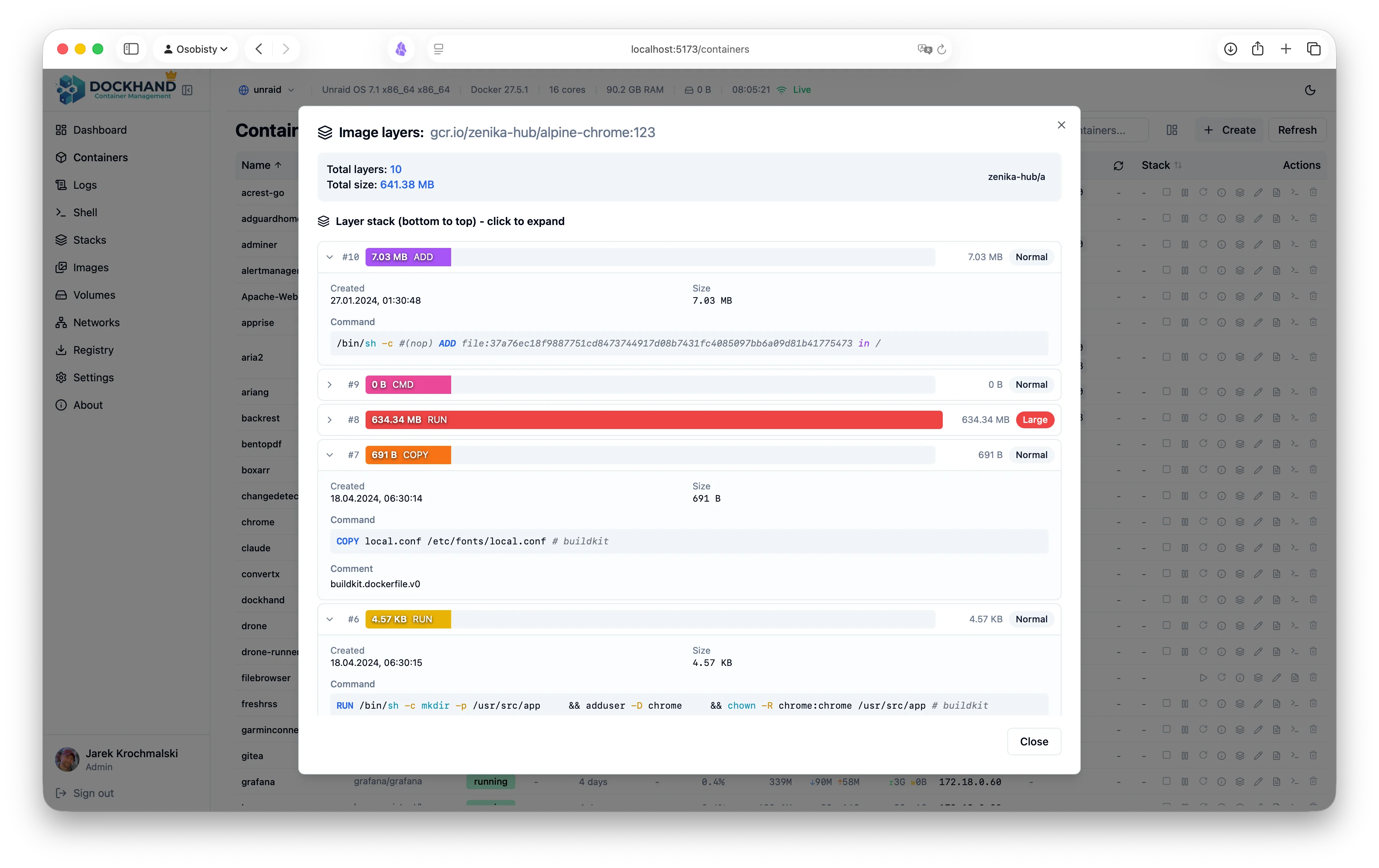 Container layer details