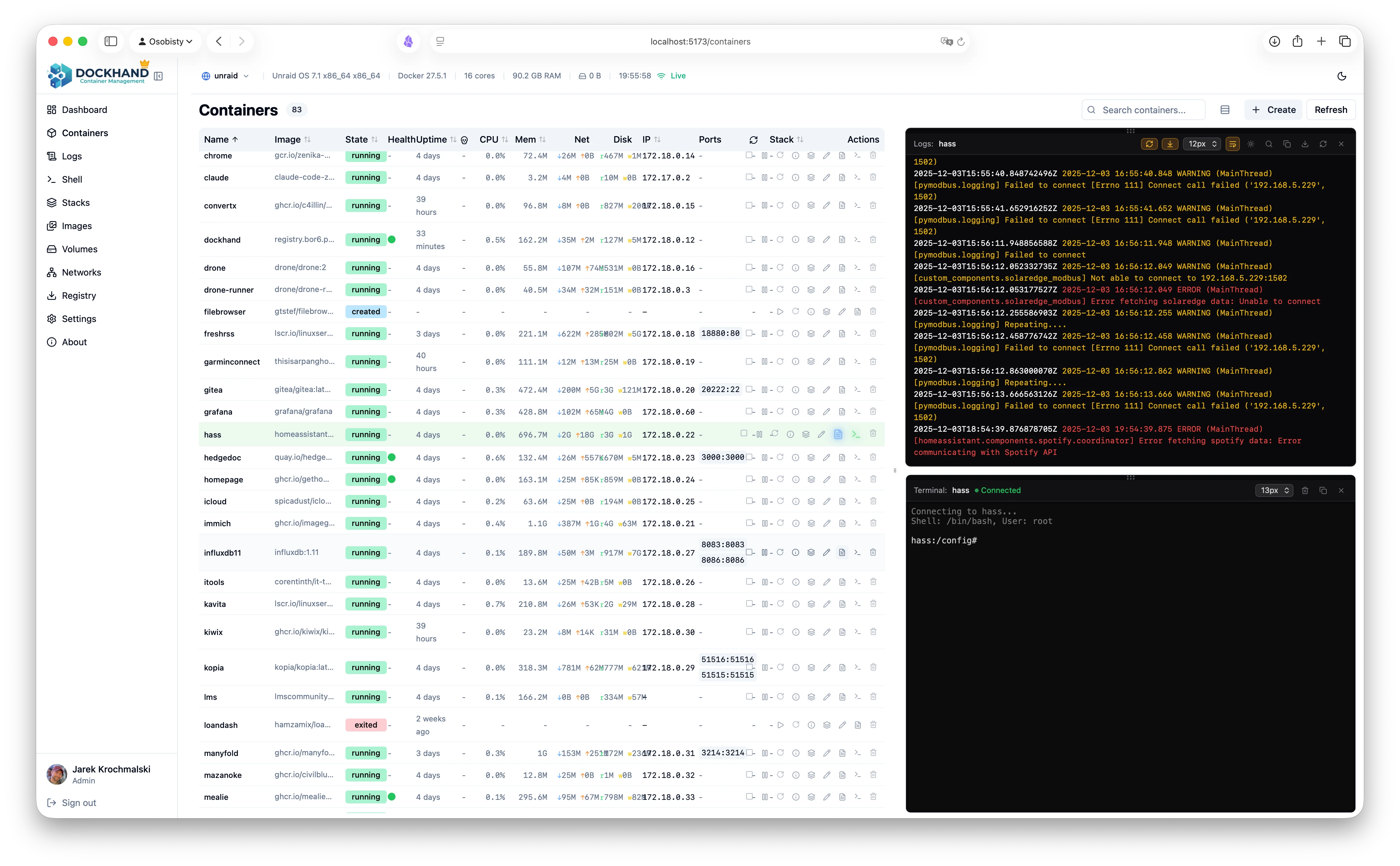 Terminal and logs vertical split