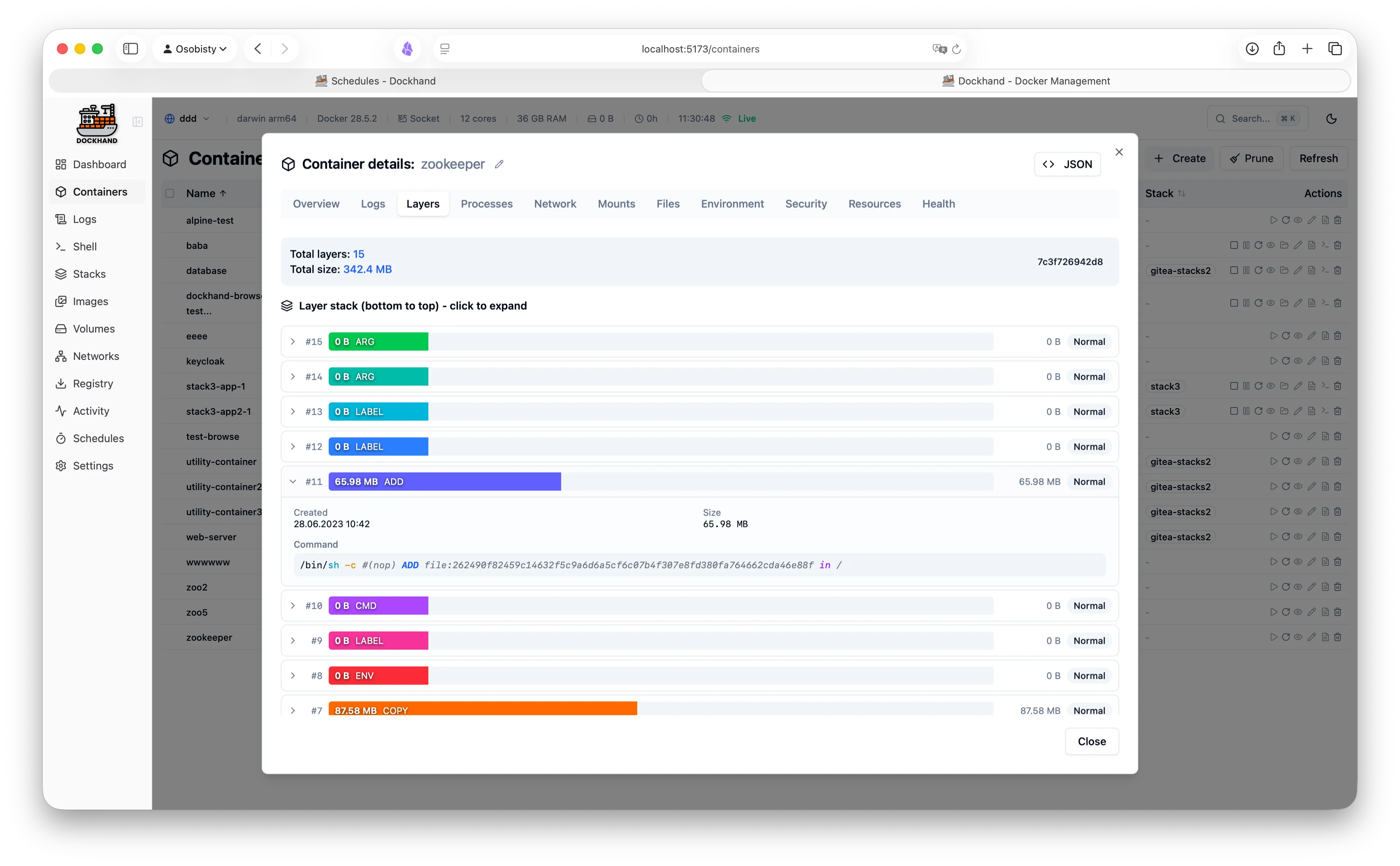 Container create wizard