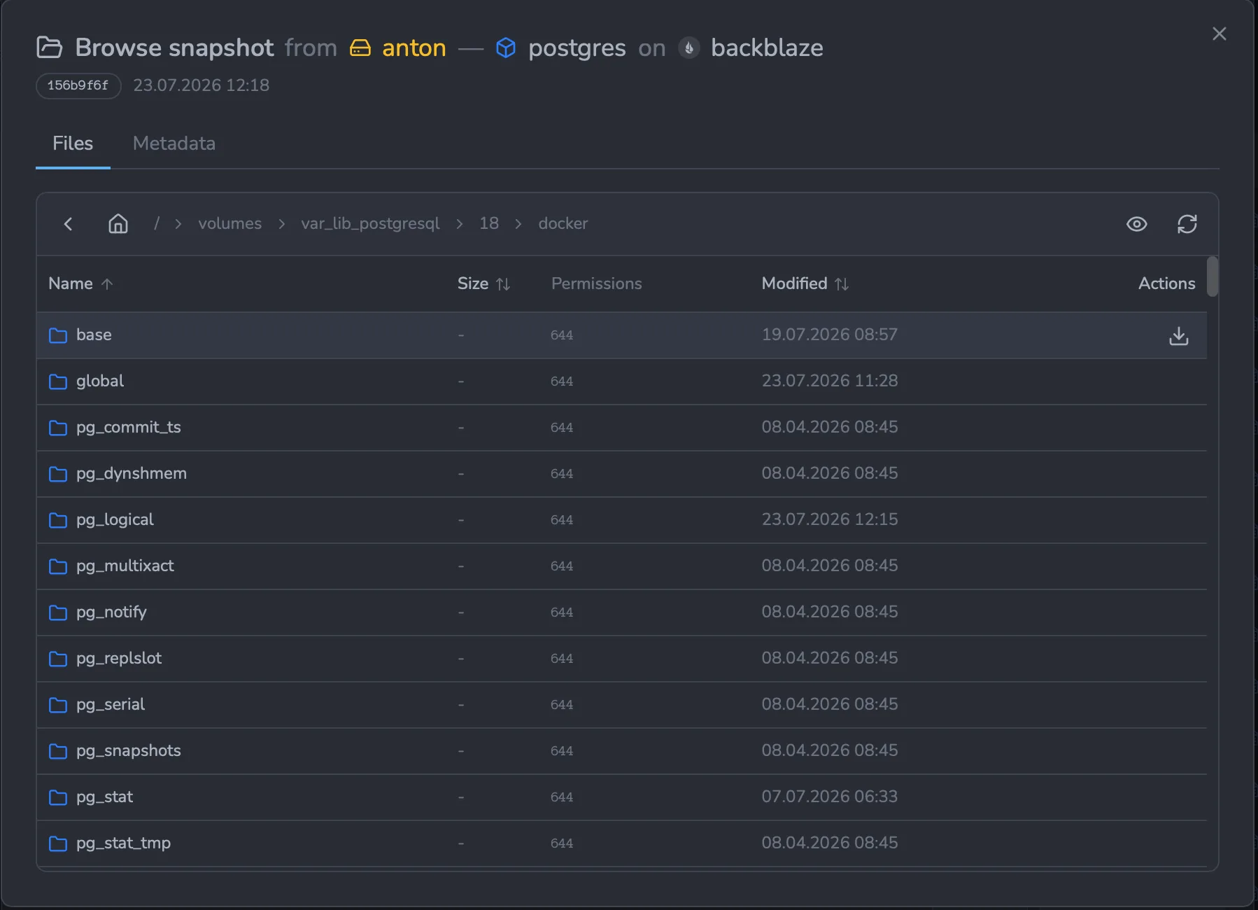 Browsing files inside a backup snapshot