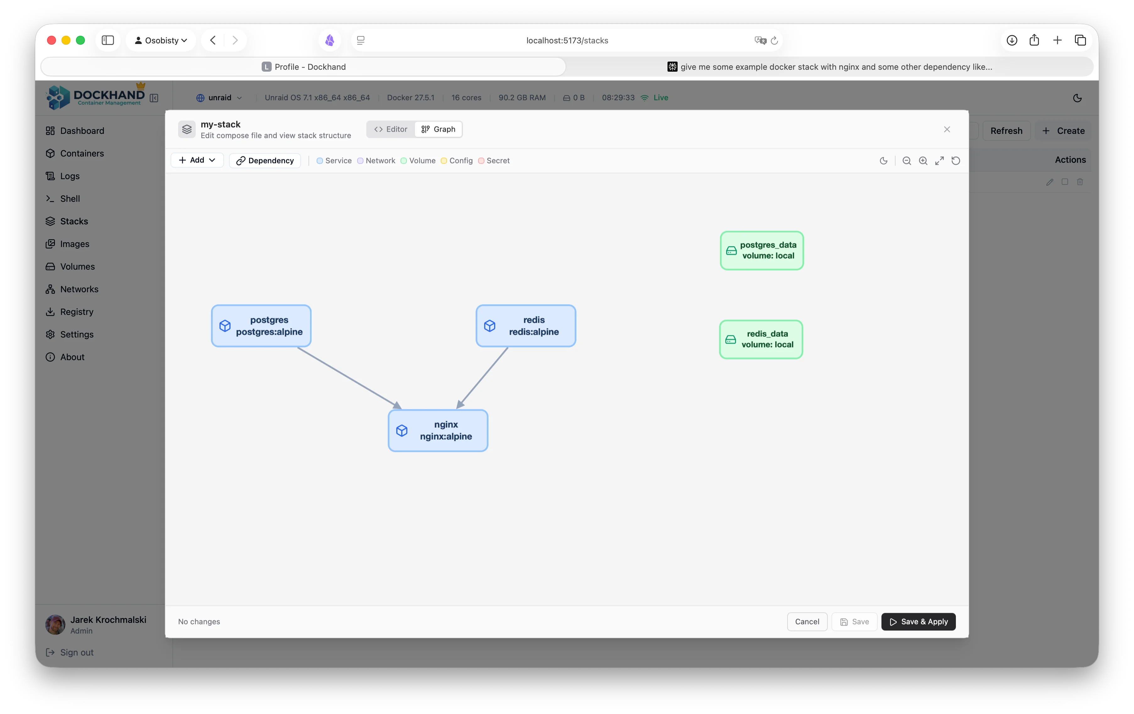 Visual Compose stack editor