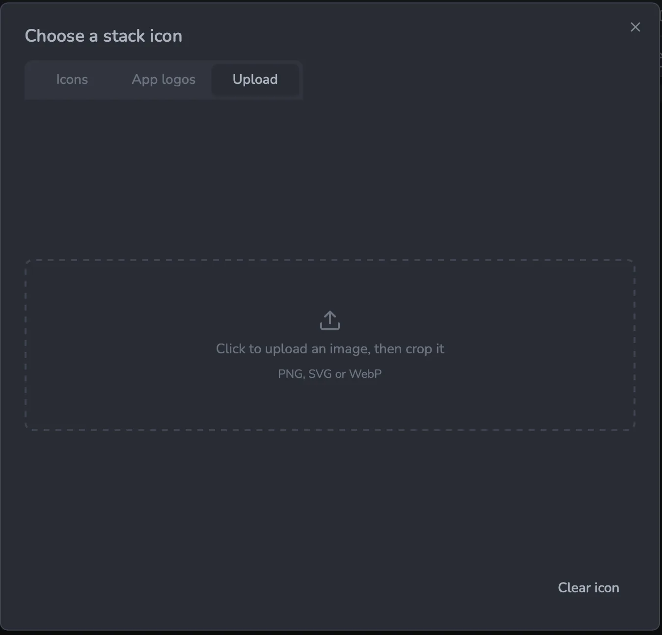 Upload tab: upload and crop your own image